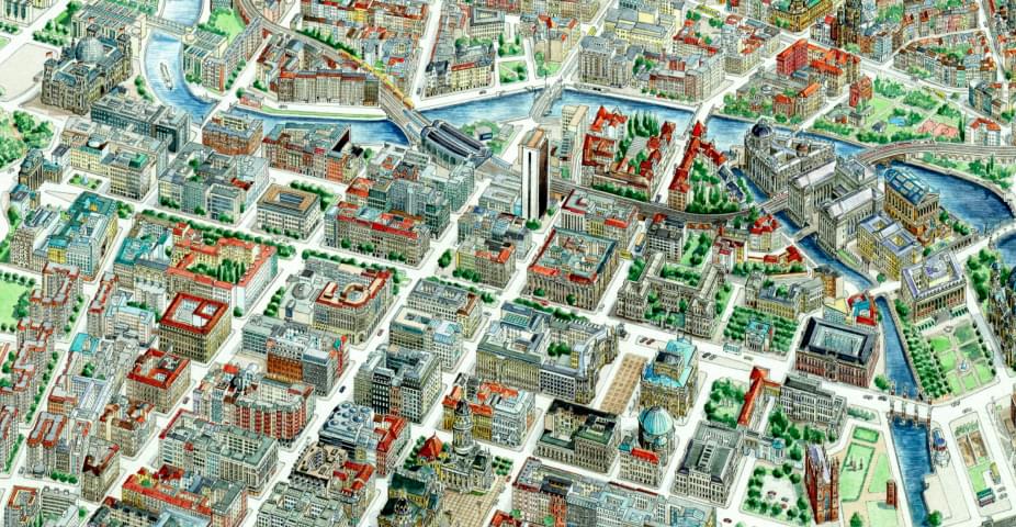 Venice panoramic map print
