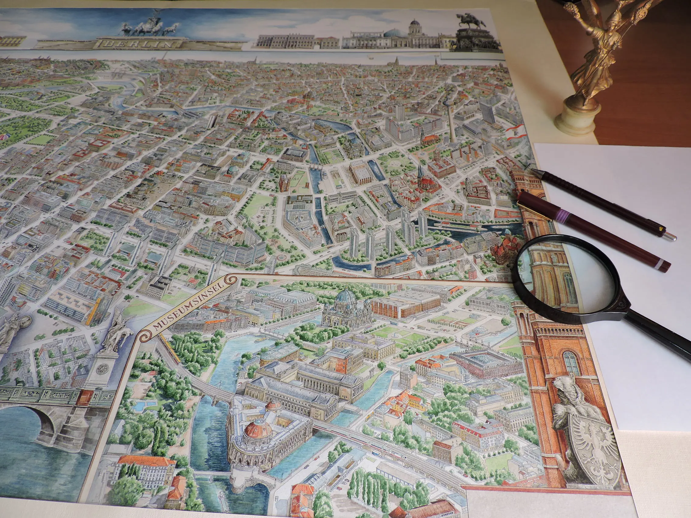 Hand-drawn panoramic map of Berlin by Ruben Atayan, 2012